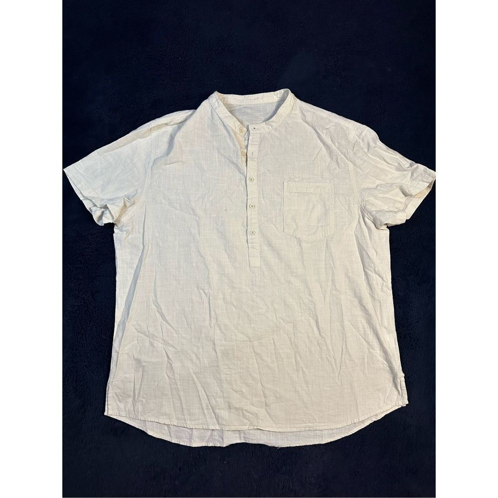 Vintage No Brand Cotton Blend Button Down Henley Shirt Mens XL CL3